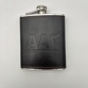 7 oz - Drinking Flask - AAR- All America Roughneck - Leather Cover. New.